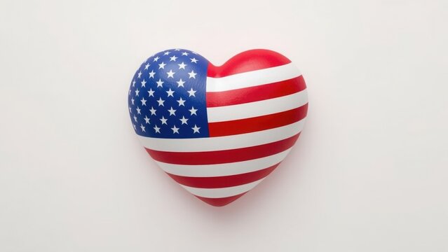 American flag heart shape on a white background symbolizing patriotism and national pride clearly visible