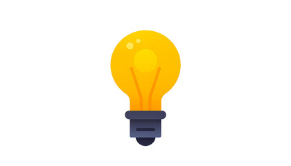 A simple icon of a light bulb that is lit, symbolizing an idea, inspiration or solution. The bulb is made in bright yellow and orange tones, which creates a glowing effect, with a blue or dark gray ba