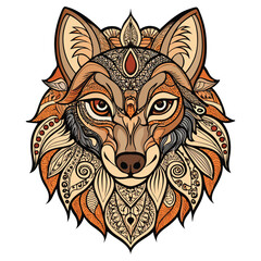 Fierce wolf head vector illustration for mascot or tattoo, showcasing the wild animal's predator symbolism