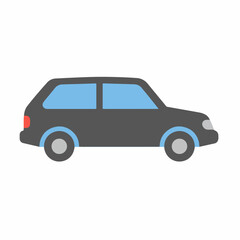 Fototapeta premium Simple car illustration in black showcases compact style, design fx featuring light blue windows and a red taillight.