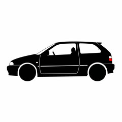 Fototapeta premium Black car image effect featuring automotive design for future trends with modifications, presented on pure white background. Car image effect presents automotive design of future car model,