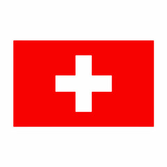 Obraz premium Swiss flag against white backdrop, demonstrating Swiss identity, patriotism and national pride. This Swiss flag embodies Switzerland, its history and traditions, projecting a strong sense of identity.