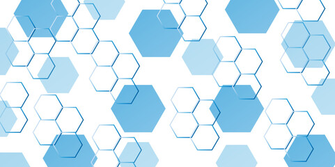 Geometric technology hexagons on water blue color background. geometric pattern with gradient. honeycomb vector illustration background.
