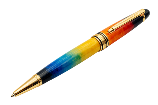 Colorful rainbow pen isolated on black background