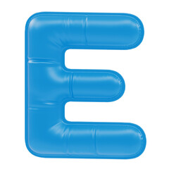 Inflated Alphabet Letter Uppercase E 3d render icon in gold style minimal isolated on transparent white background	
