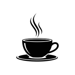 A steaming cup of coffee isolated on white background