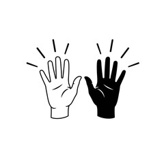 Obraz premium Two hands giving a high five isolated on white background