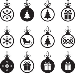 Fototapeta premium Christmas icon set featuring a spooky Halloween pumpkin, bat, and ghost illustration