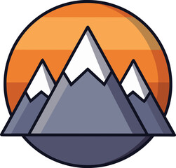 Vector Illustration of Mountain Peaks with a Grayscale and CMYK Color Palette