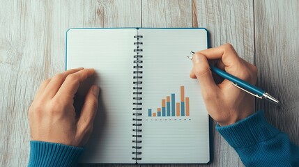Overhead shot of a financial advisor's notebook open to client notes, personalized planning