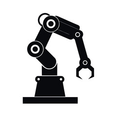 Black Industrial Robot Vector Silhouette Artwork