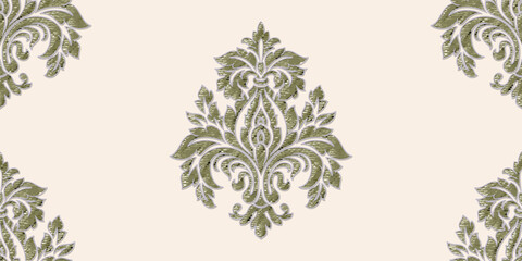 Damask modern watercolor seamless pattern element. Vintage classical old fashioned damask ornament, seamless texture for wallpapers, textile.
