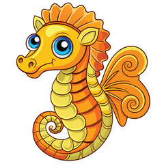 Charming seahorse illustration with a flowing tail and kind eyes