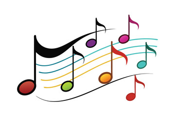 Colorful musical notes vector illustration on a white background