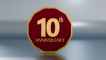 Tenth Anniversary Celebration Badge minimal, 10th anniversary celebration badge label in golden color