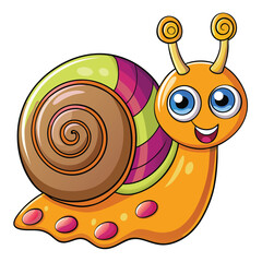 Charming snail with a prominent spiral shell and long eye stalks