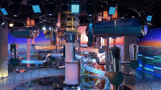 An advanced display illustrates the intricate design of a water-to-water nuclear reactor, highlighting modern engineering concepts and energy solutions.