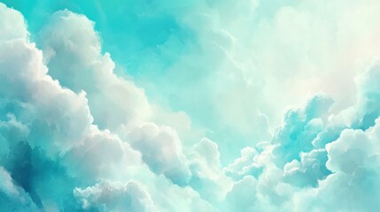 Fototapeta premium Colorful, puffy clouds against a pastel sky.
