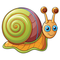 Charming snail with a spiraled shell and prominent eye stalks