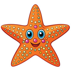 Stylized starfish illustration with decorative dots and smiley face