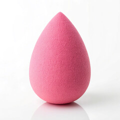 Concept the Beauty Product Foundation Pink Purple Colored Sponge in Shape of Easter Egg on white color background