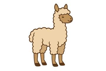 Vector Illustration of a Cute Fluffy Alpaca