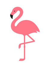 Vector Illustration of a Pink Flamingo Standing on One Leg