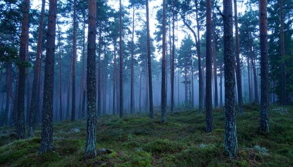 Fototapeta premium forest in the morning fog