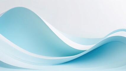 Abstract soft wavy shapes in pastel blue and white tones with smooth gradient. Elegant minimal design with copy space. Ideal for ads, backgrounds, presentations, web design, print, packaging, banner