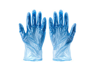 Fototapeta premium Blue disposable gloves for hand protection image, Isolated, Transparent Png