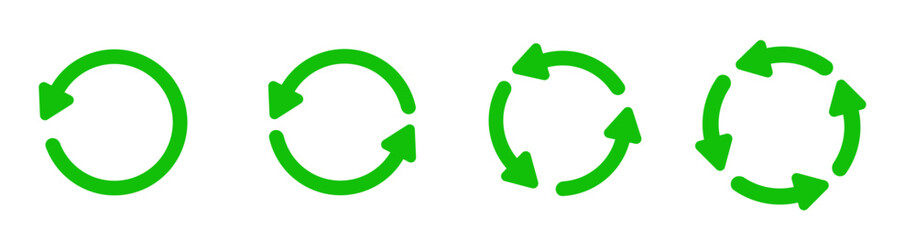 Refresh icon vector. Green recycle vector icon symbol. Repeat and reload icons set and arrow rotation circle. Sync icon symbol convert button sign