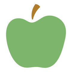 Green apple whole, Rosh Hashanah symbol, isolated on transparent. Hand drawn flat vector illustration. Traditional Hebrew New Year clip art, seasonal summer, autumn fruit design element