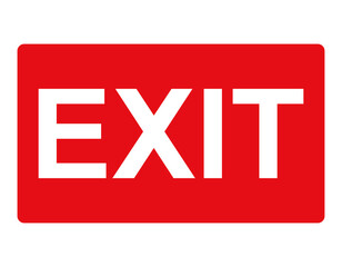 Red sign with an emergency exit symbol. Visual indication of the evacuation route in case of fire. Fire exit. Direction to a safe zone. Red sign.