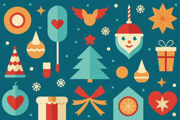 Vintage Holiday Elements In Clean Seamless Layout