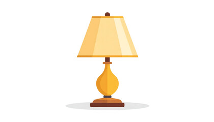 Fototapeta premium Elegant yellow table lamp with a beige shade, isolated on a white background.