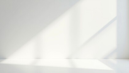 White wall interior with window light shadows Minimalist bright room background