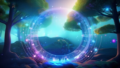 Obraz premium zen digital holographic nature interface