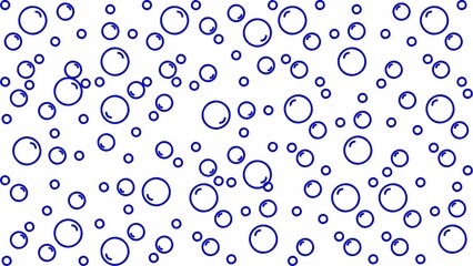 water drops background. Hand-drawn blue bubble pattern on white background. Playful cartoon-style seamless texture for kids, bath time, soap, or water-themed designs. 