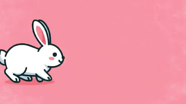 White bunny hops pink background