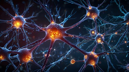 Futuristic Bioelectric Neural Cell Network – Scientific Medical Visualization