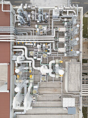 Fototapeta premium Pipelines on the roof of a pharmaceutical factory