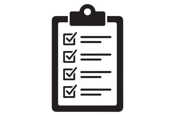 Checklist clipboard silhouette icon for task management and planning isolated on white background