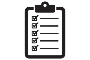 Checklist clipboard silhouette icon for task management and planning isolated on white background