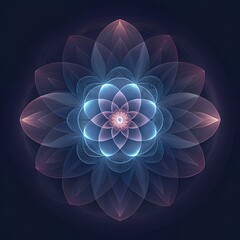 Obraz premium Illustration of a mesmerizing blue and pink geometric mandala radiates soft light, creating a sense of serenity