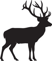 Obraz premium A vector silhouette illustration of a wild deer with antlers, perfect for nature and hunting designs