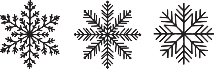 Elegant Snowflake Designs Three Unique Winter Illustrations