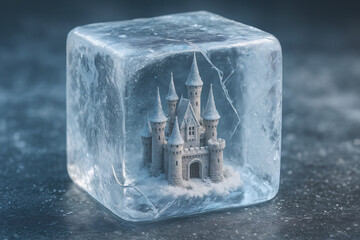 Fantasy Landscapes of "Mini Snow Castle Inside an Ice Cube"