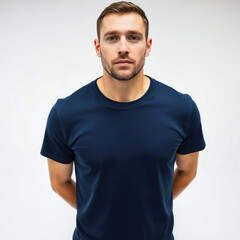Obraz premium Handsome Man in Blue T-Shirt