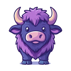 Fototapeta premium Adorable Purple Yak Cartoon Character Illustration