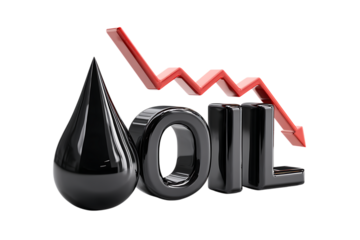 3D illustration of falling oil prices.  Energy crisis concept.